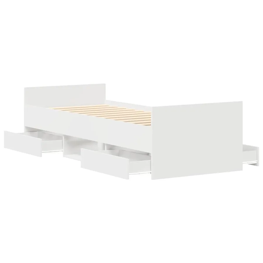 Cadre de lit sans matelas blanc 100x200 cm - 5