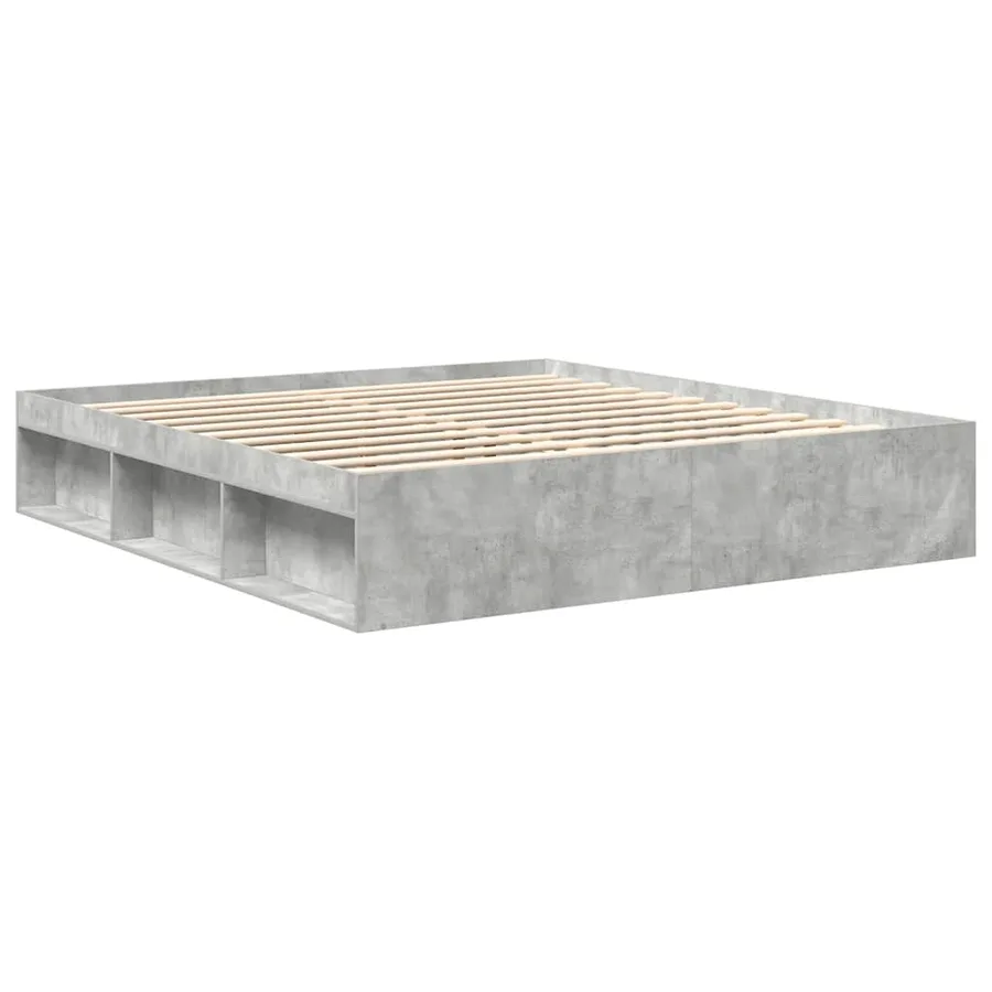 Cadre de lit sans matelas gris béton 200x200 cm - 4