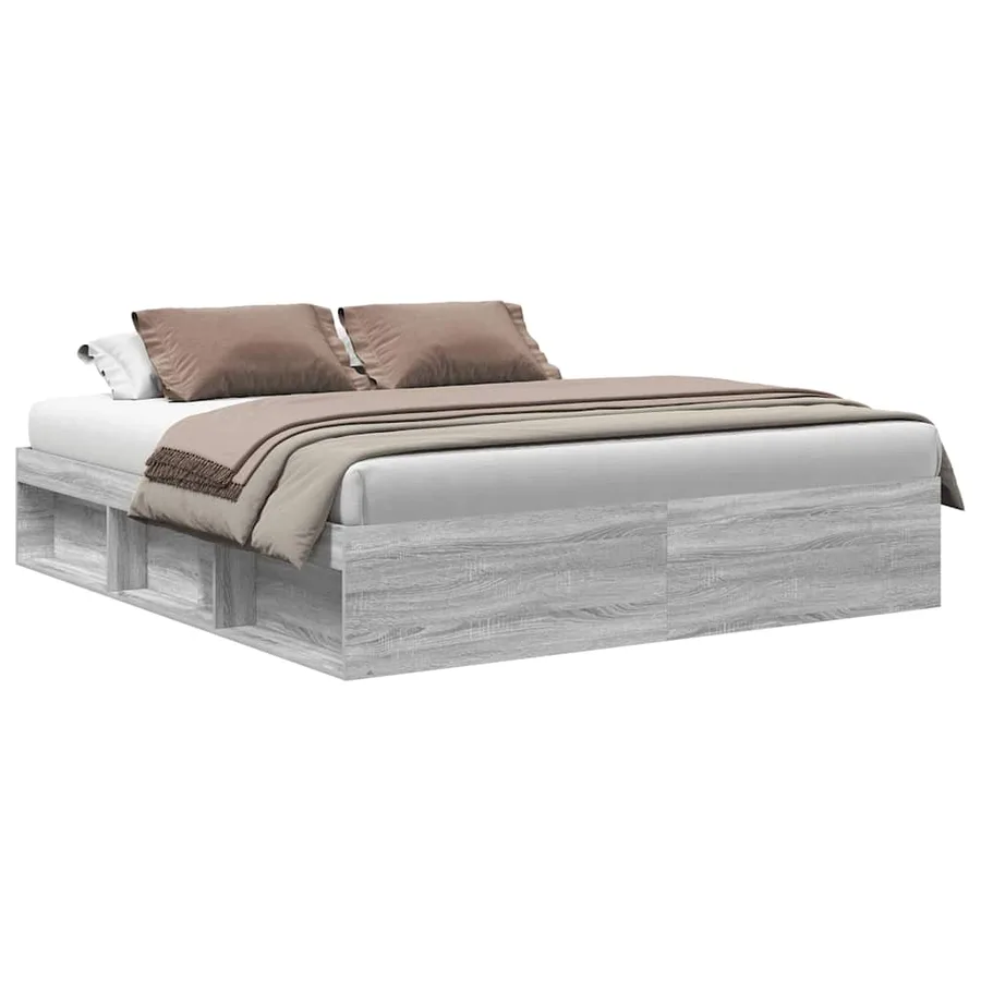 Cadre de lit sans matelas sonoma gris 200x200 cm - 2
