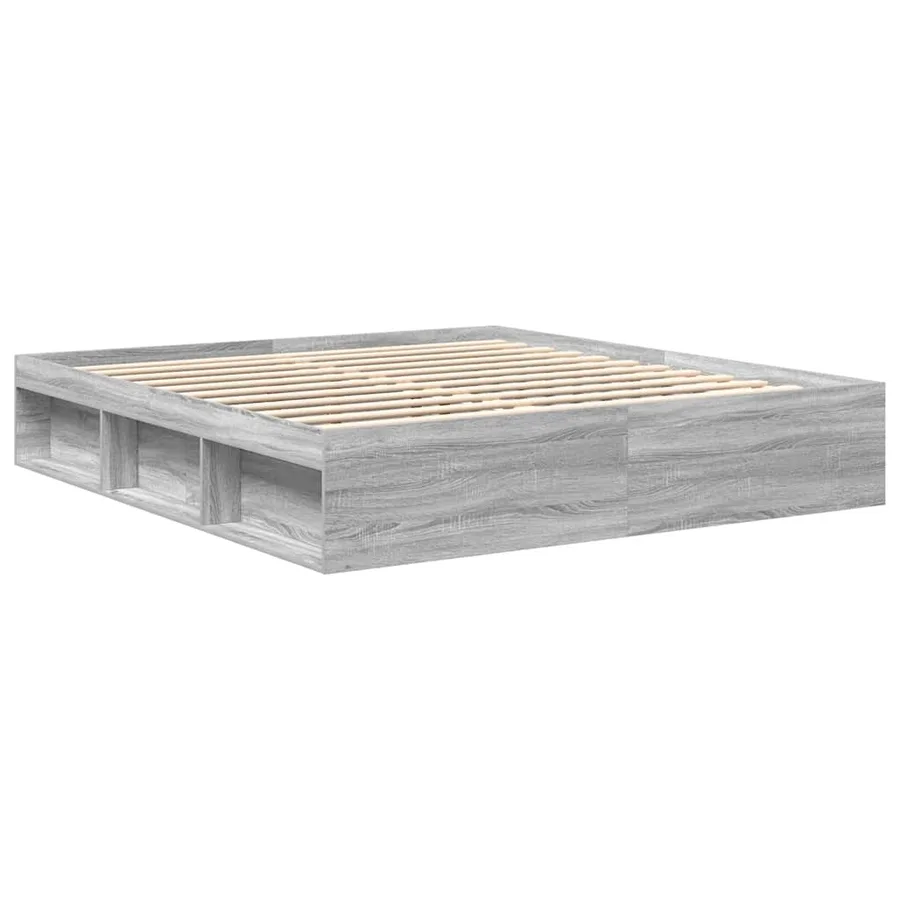 Cadre de lit sans matelas sonoma gris 200x200 cm - 4