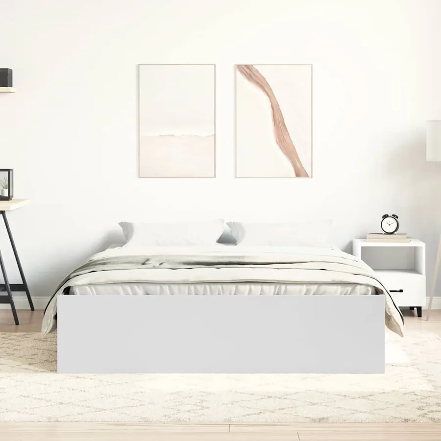 Cadre de lit sans matelas blanc 135x190 cm - 4