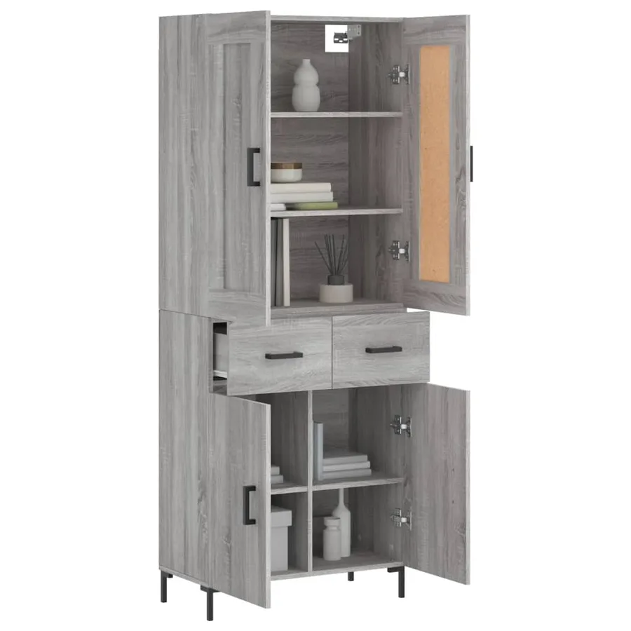 Buffet haut Sonoma gris 69,5x34x180 cm Bois d'ingénierie - 3