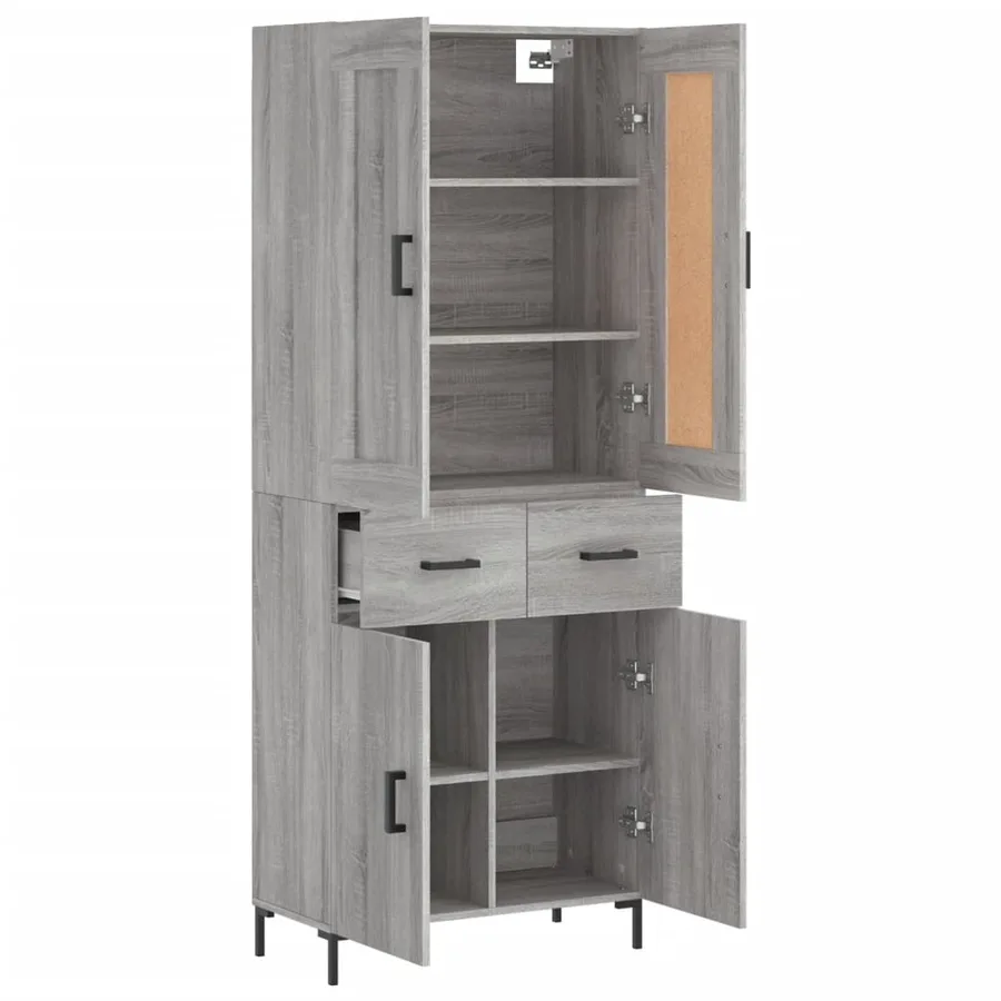Buffet haut Sonoma gris 69,5x34x180 cm Bois d'ingénierie - 4
