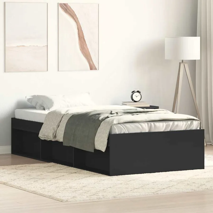 Cadre de lit sans matelas noir 90x200 cm