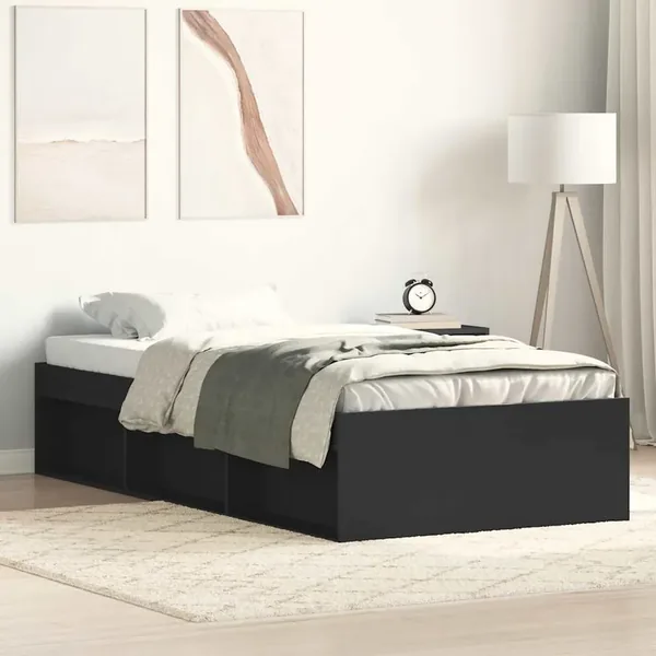 Cadre de lit sans matelas noir 90x200 cm