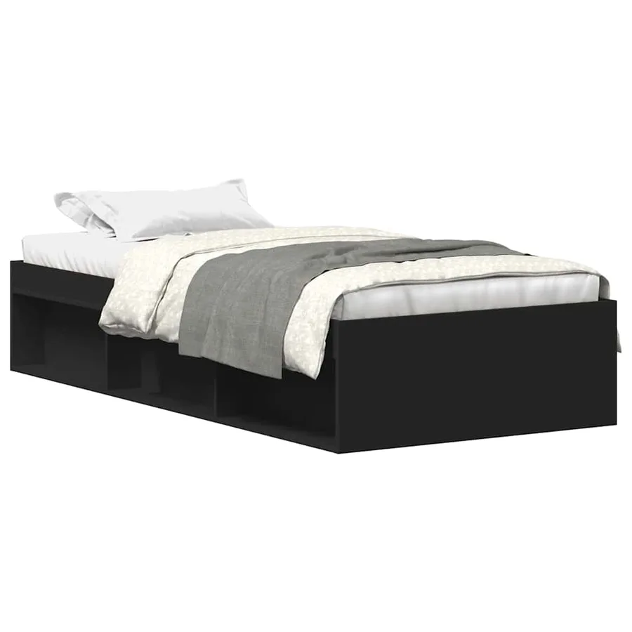 Cadre de lit sans matelas noir 90x200 cm - 2
