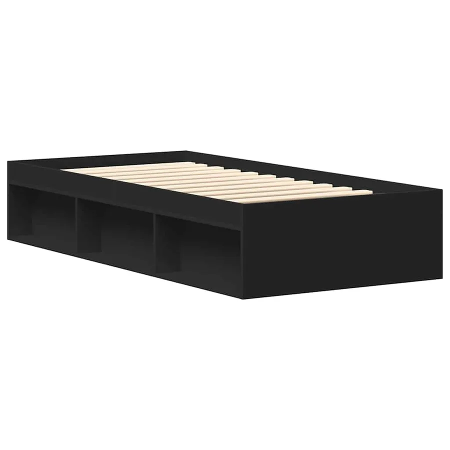 Cadre de lit sans matelas noir 90x200 cm - 4