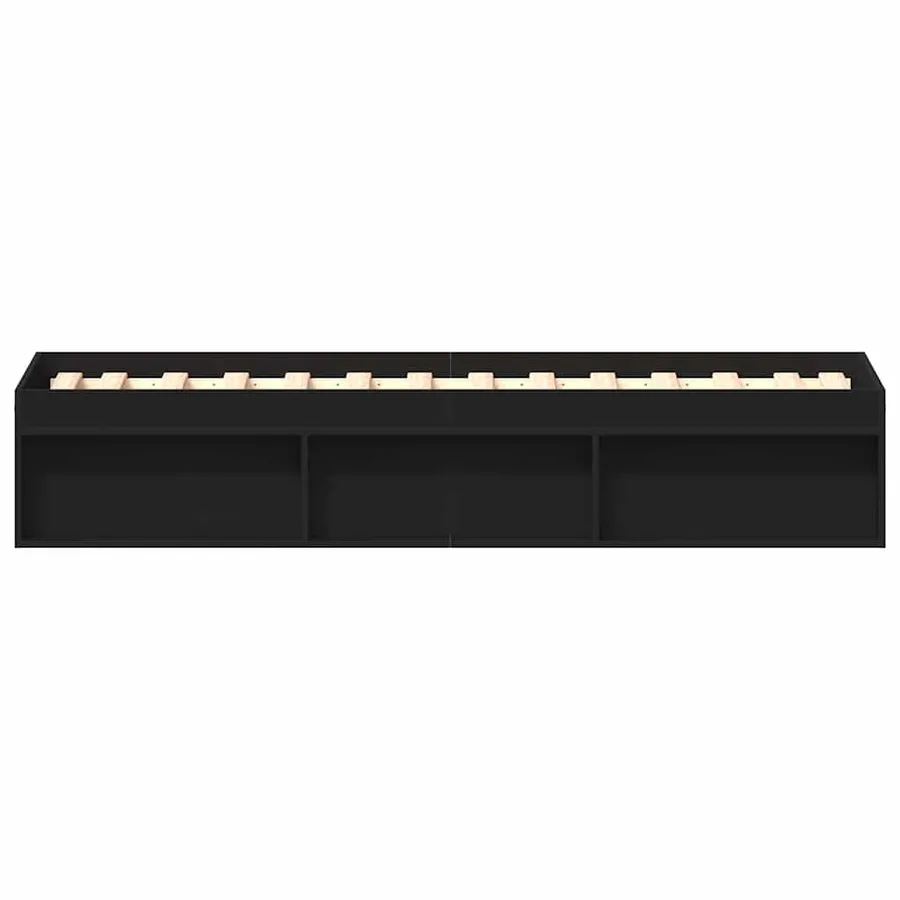 Cadre de lit sans matelas noir 90x200 cm - 6