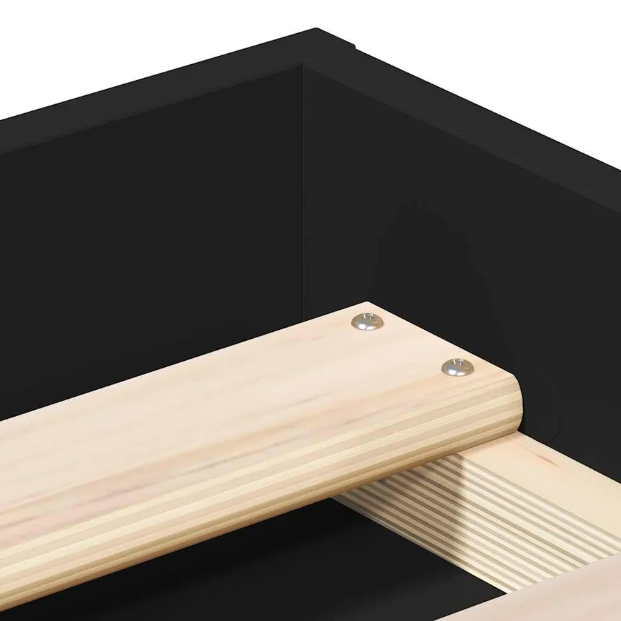 Cadre de lit sans matelas noir 90x200 cm - 8