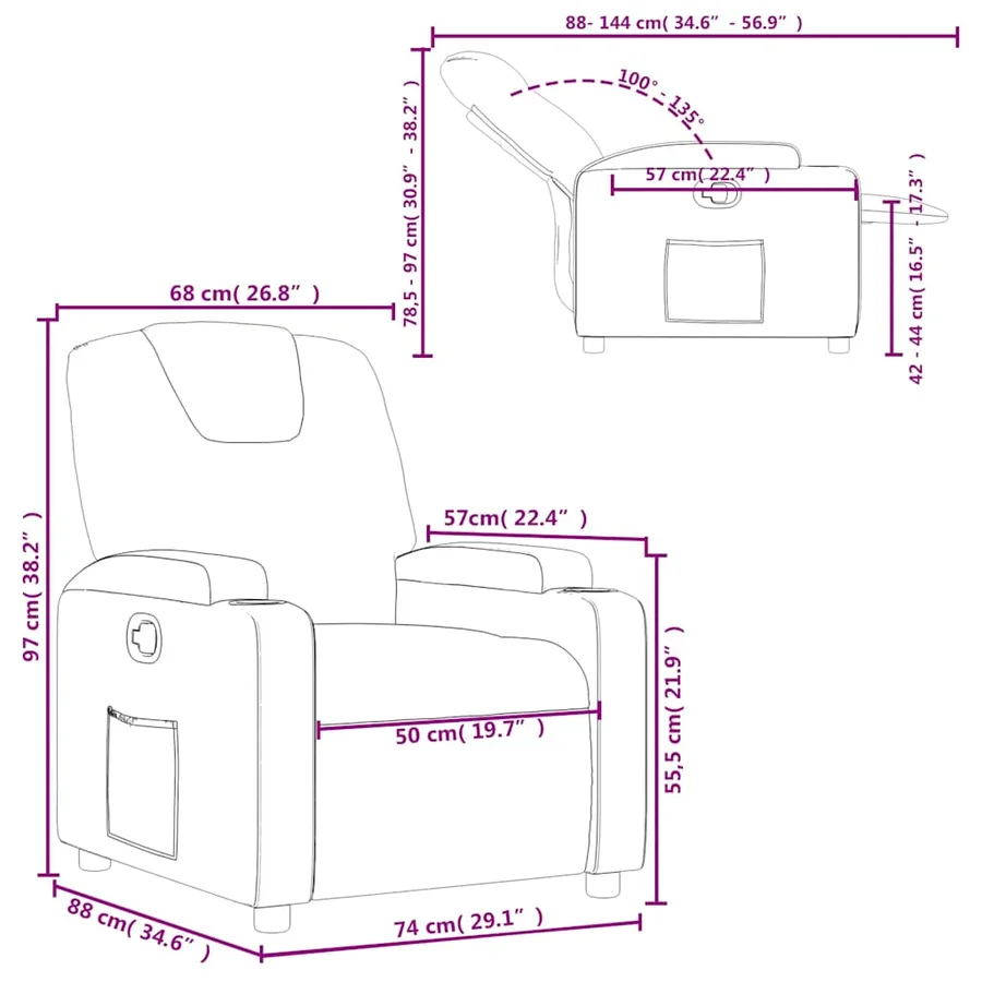 Fauteuil inclinable Cappuccino Similicuir - 11
