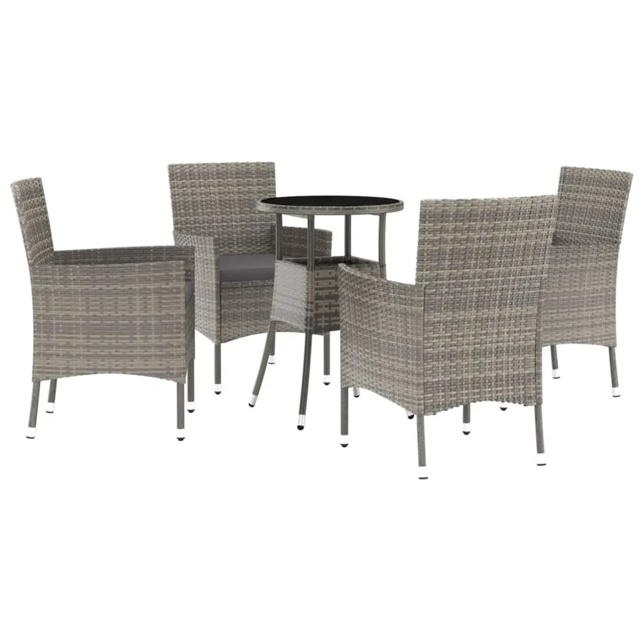 Ensemble de bistro de jardin 5 pcs coussins gris poly rotin - 2
