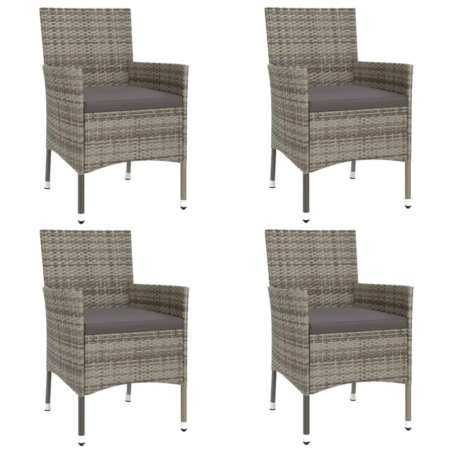 Ensemble de bistro de jardin 5 pcs coussins gris poly rotin - 3
