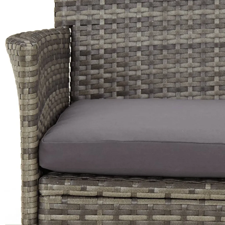 Ensemble de bistro de jardin 5 pcs coussins gris poly rotin - 6