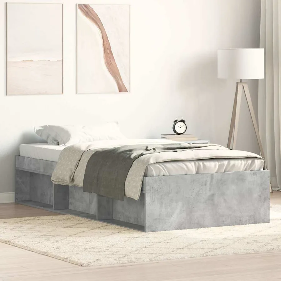 Cadre de lit sans matelas gris béton 90x200 cm