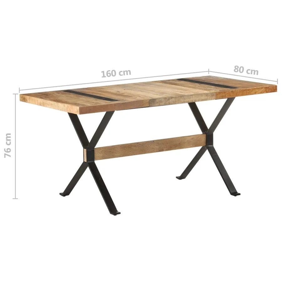 Table de salle à manger 160x80x76 cm Bois de manguier brut - 7