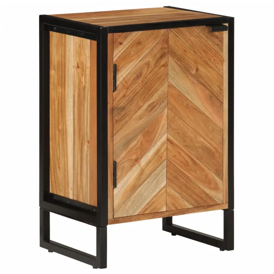 Armoire de salle de bain bois massif d'acacia et fer - 11