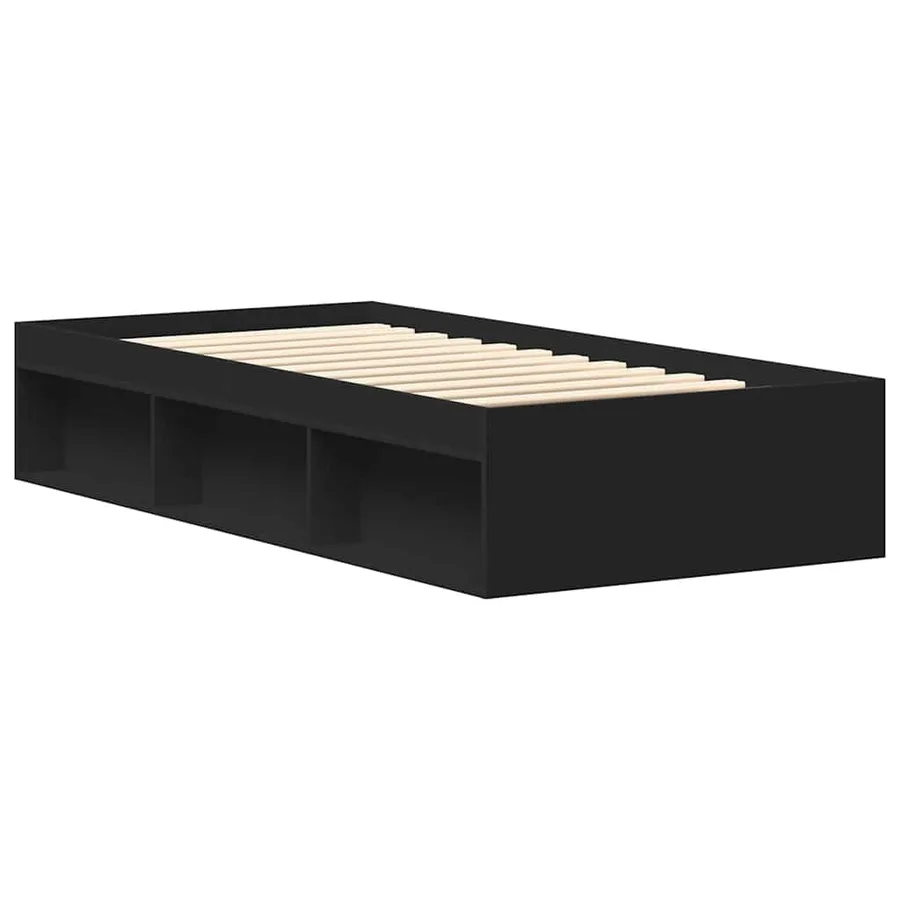 Cadre de lit sans matelas noir 75x190 cm - 3