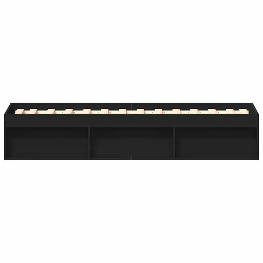 Cadre de lit sans matelas noir 75x190 cm - 6