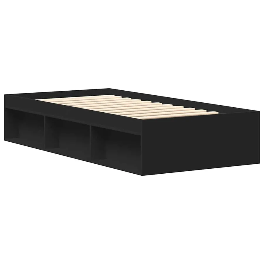 Cadre de lit sans matelas noir 75x190 cm - 7