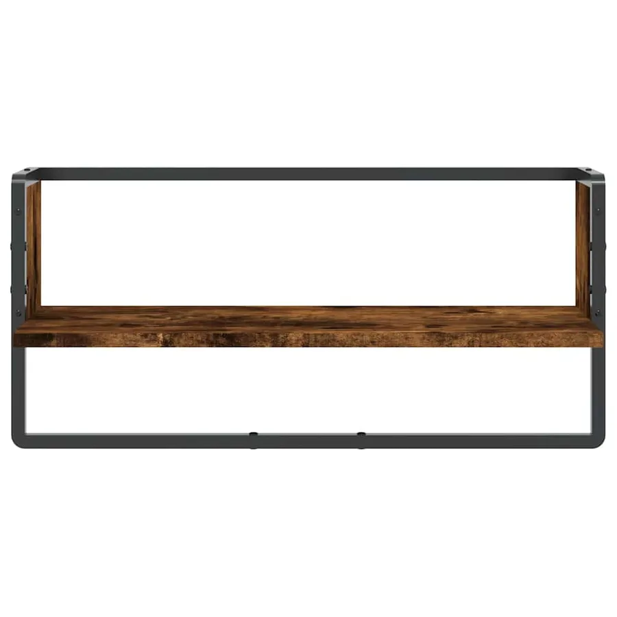 Étagère murale avec barre chêne fumé 65x25x30 cm - 4