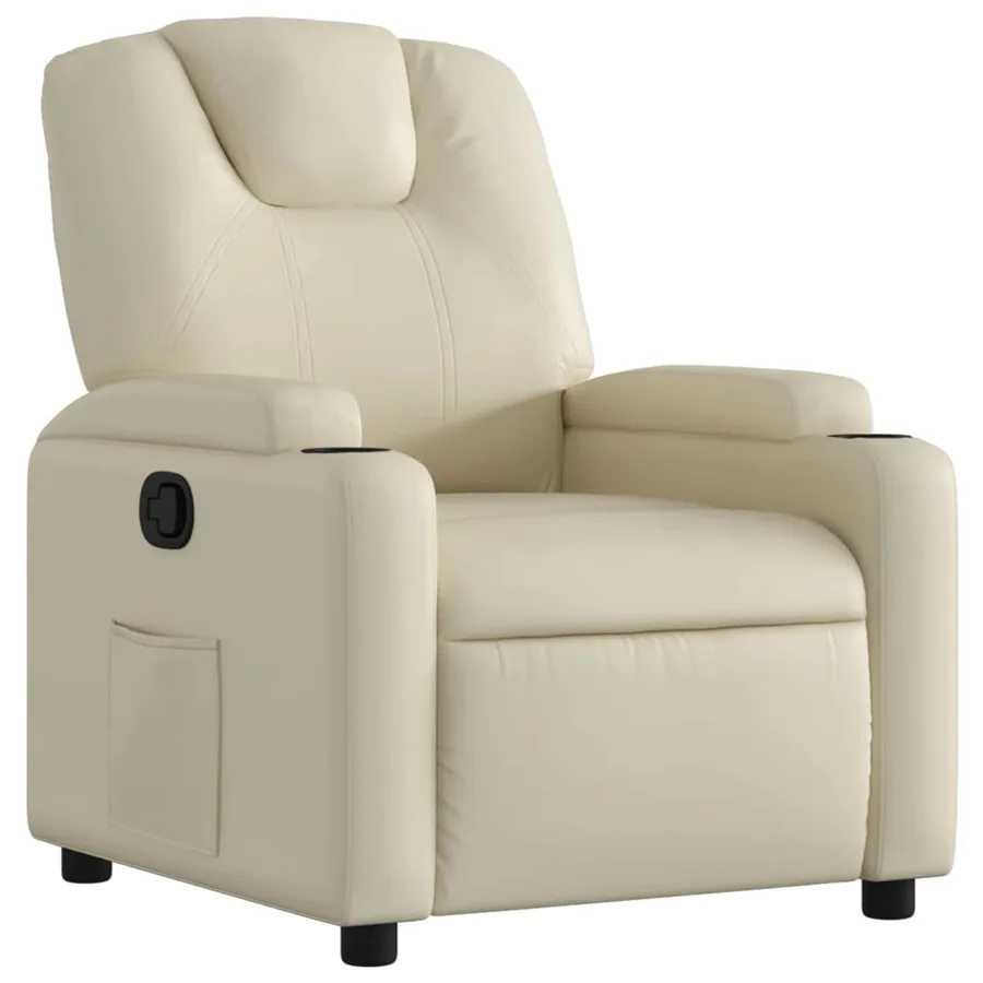 Fauteuil inclinable en similicuir crème - 2