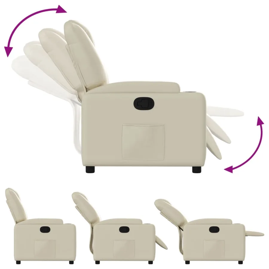 Fauteuil inclinable en similicuir crème - 4