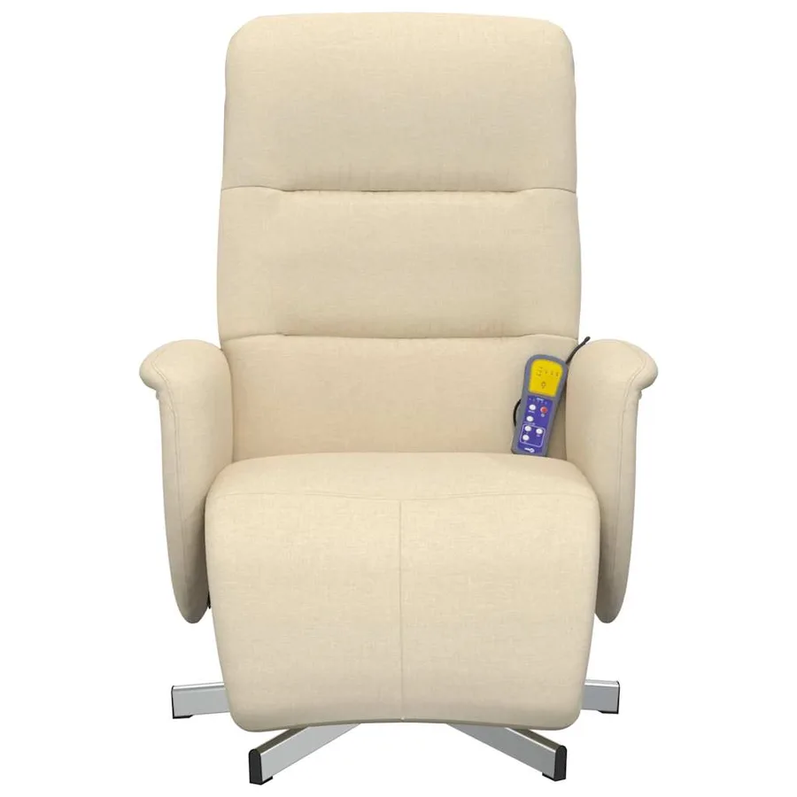 Fauteuil inclinable de massage avec repose-pieds crème tissu - 4