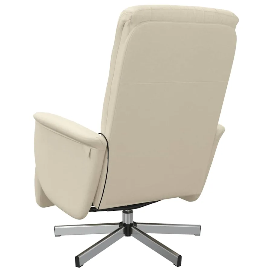 Fauteuil inclinable de massage avec repose-pieds crème tissu - 6