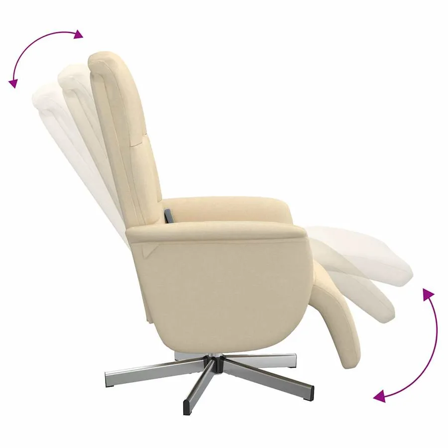 Fauteuil inclinable de massage avec repose-pieds crème tissu - 7