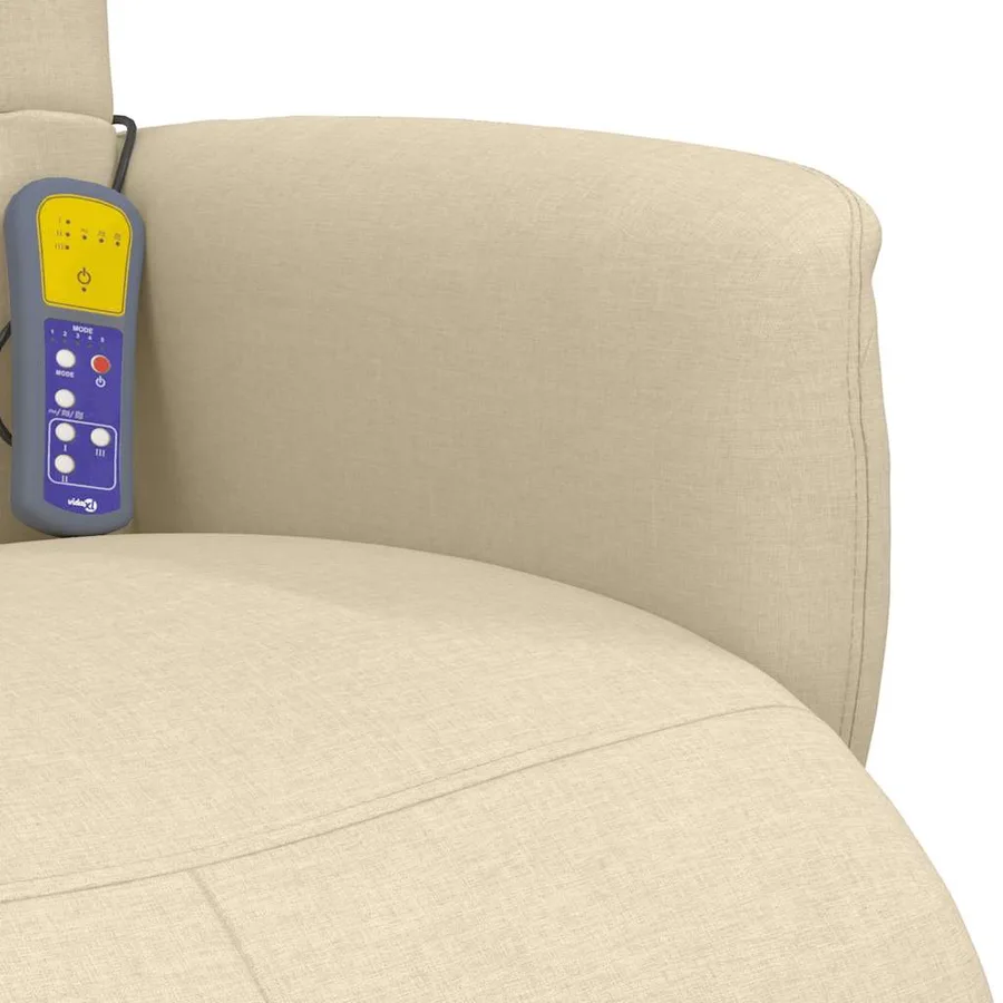 Fauteuil inclinable de massage avec repose-pieds crème tissu - 8