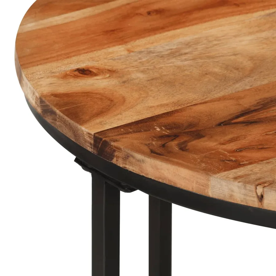 Table basse 55x55x45 cm bois massif acacia et fer - 4