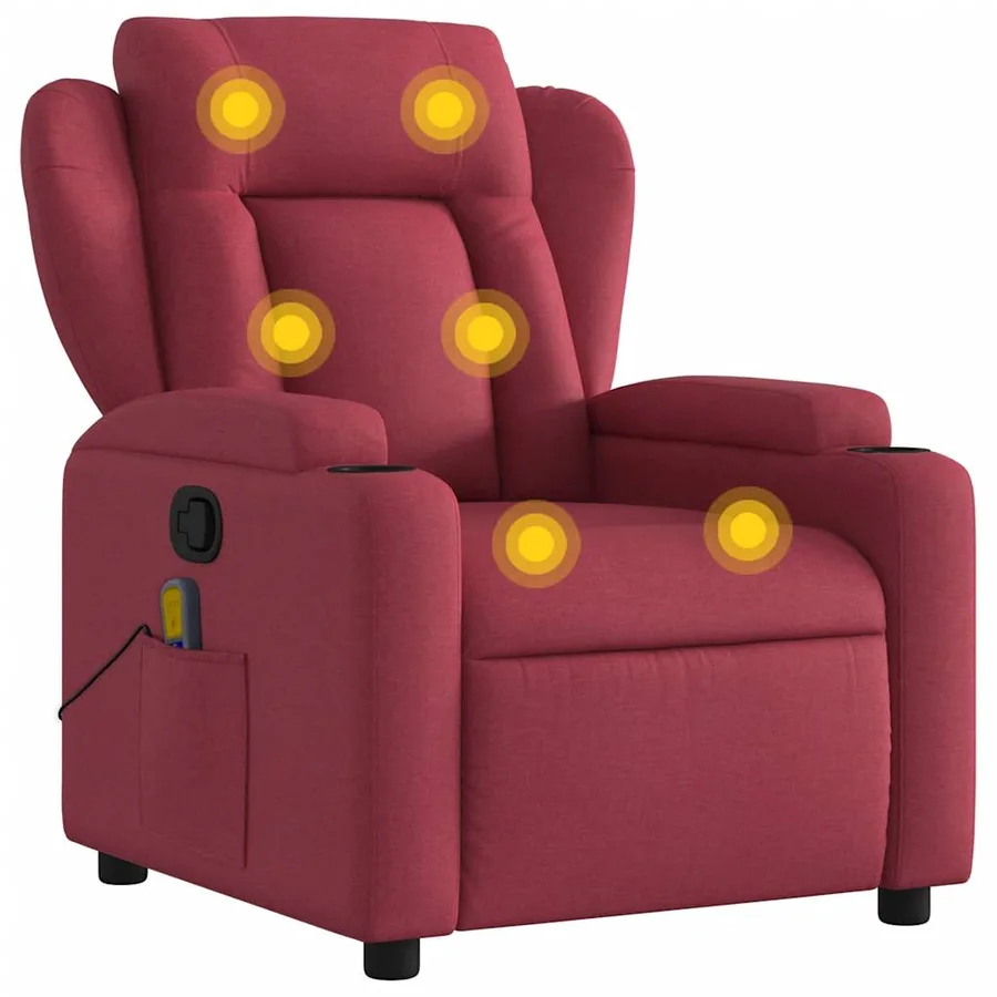 Fauteuil de massage inclinable Rouge bordeaux Tissu - 2