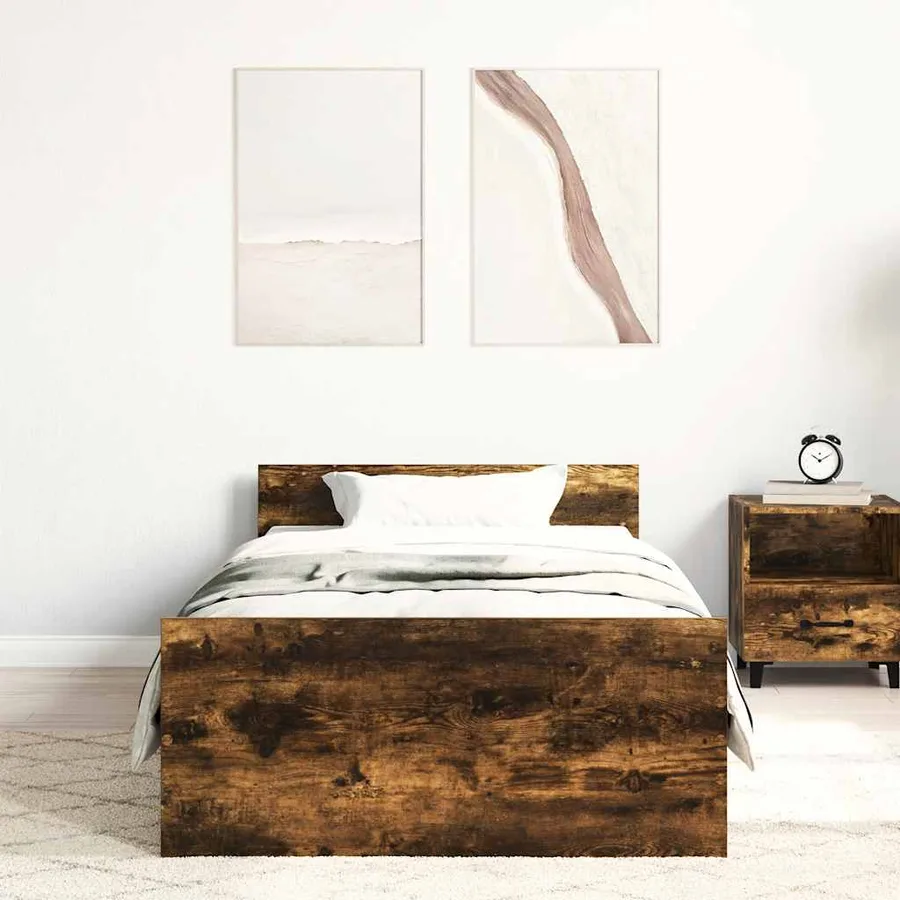 Cadre de lit sans matelas chêne fumé 100x200 cm bois ingénierie - 4