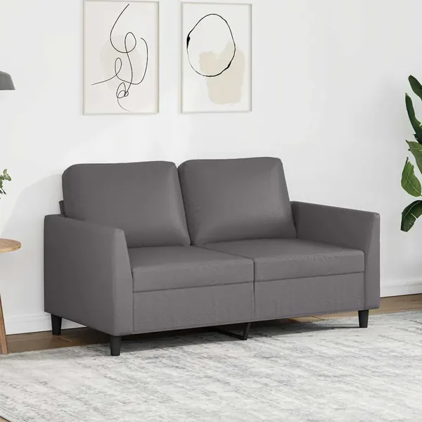 Canapé à 2 places Gris 120 cm Similicuir