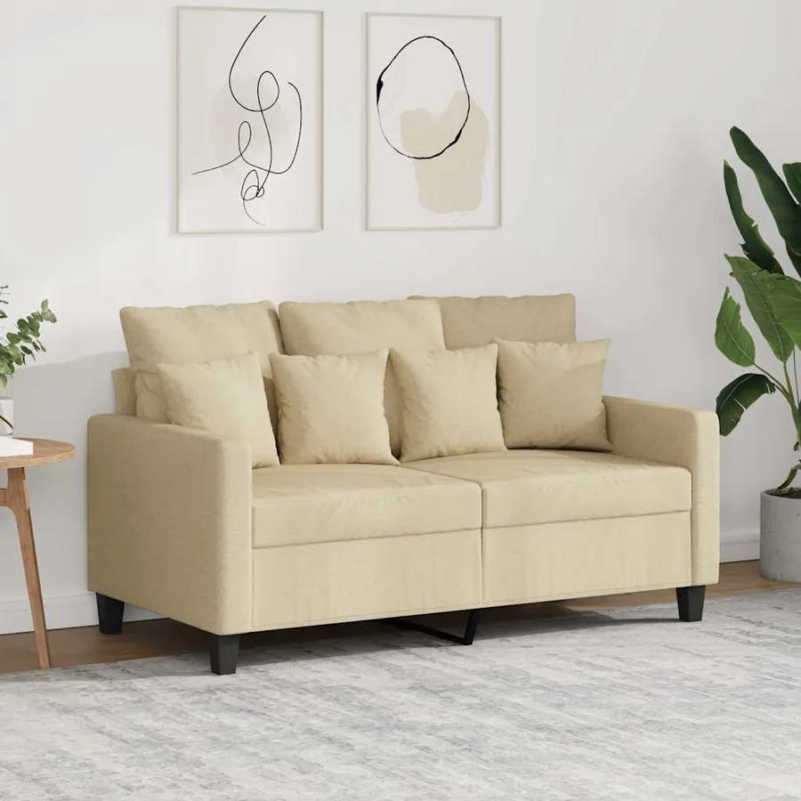 Canapé à 2 places Crème 120 cm Tissu