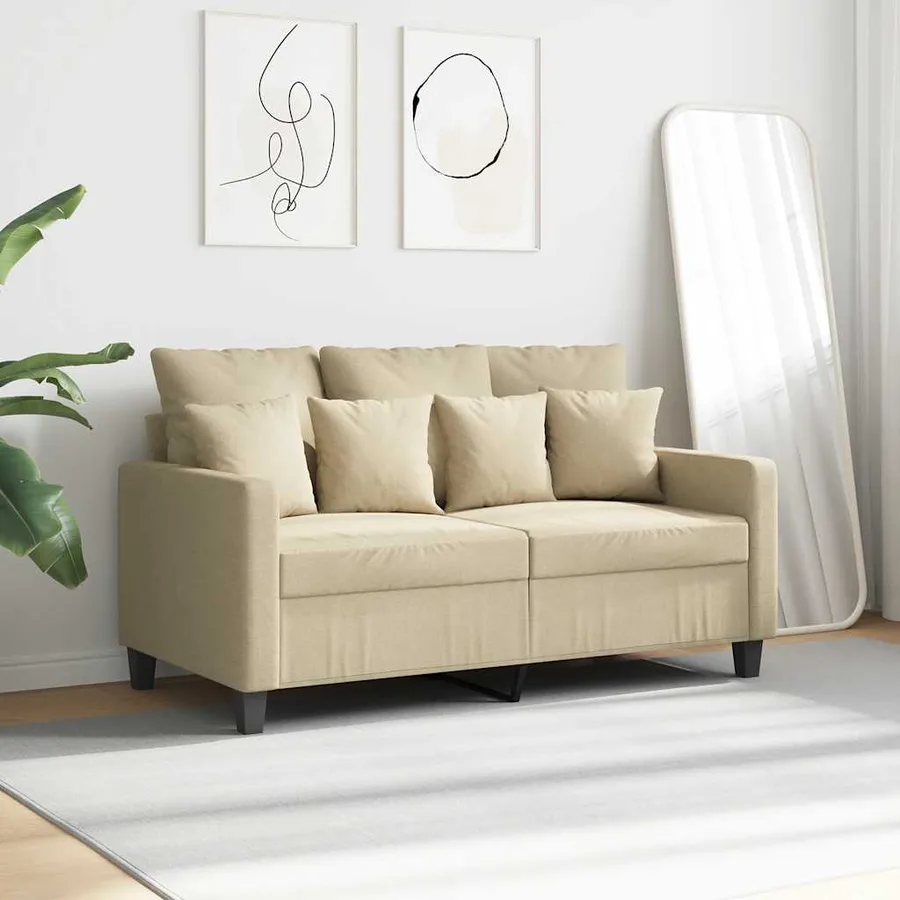 Canapé à 2 places Crème 120 cm Tissu - 3