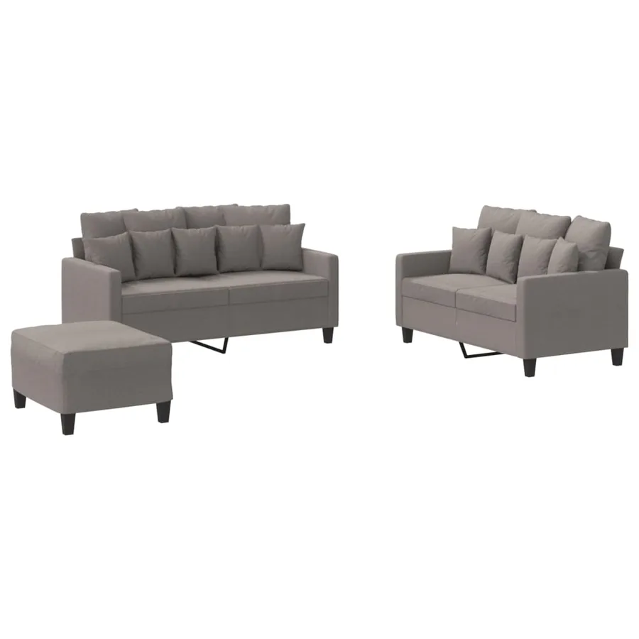 Ensemble de canapés 3 pcs avec coussins Taupe Tissu - 2