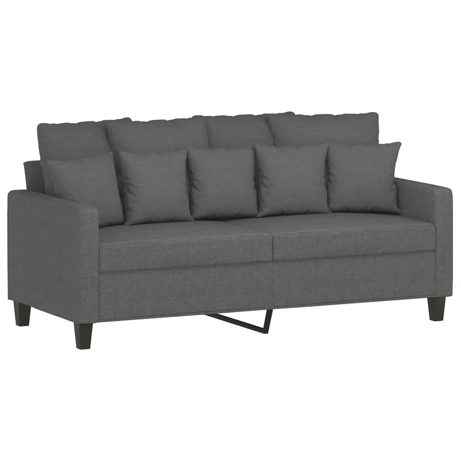 Ensemble de canapés 2 pcs avec coussins Gris foncé Tissu - 4