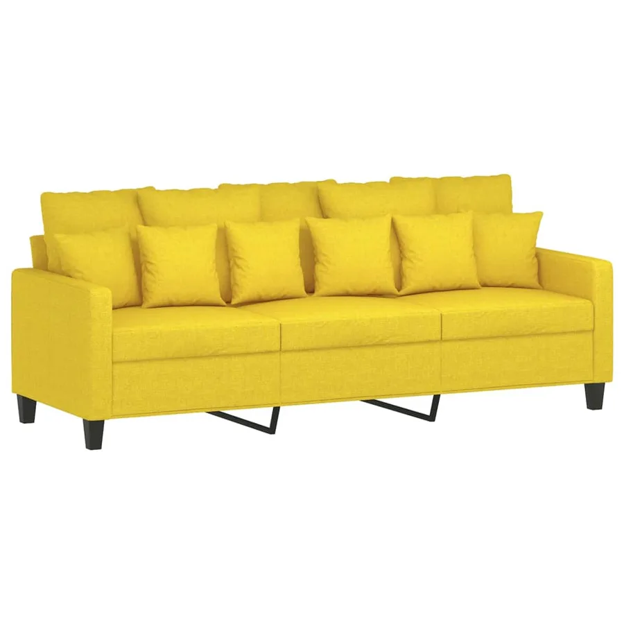 Ensemble de canapés 3 pcs avec coussins Jaune clair Tissu - 4