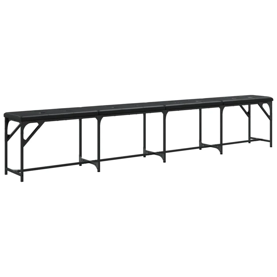 Banc à manger noir 248x32x45 cm acier et similicuir - 2