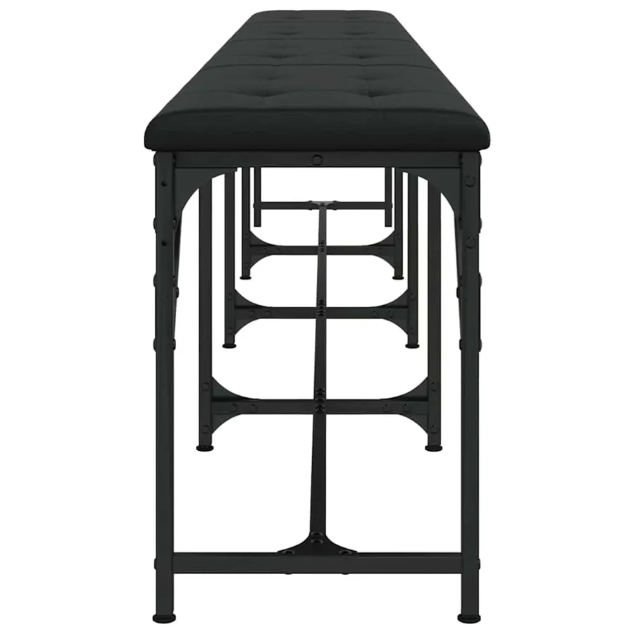 Banc à manger noir 248x32x45 cm acier et similicuir - 5