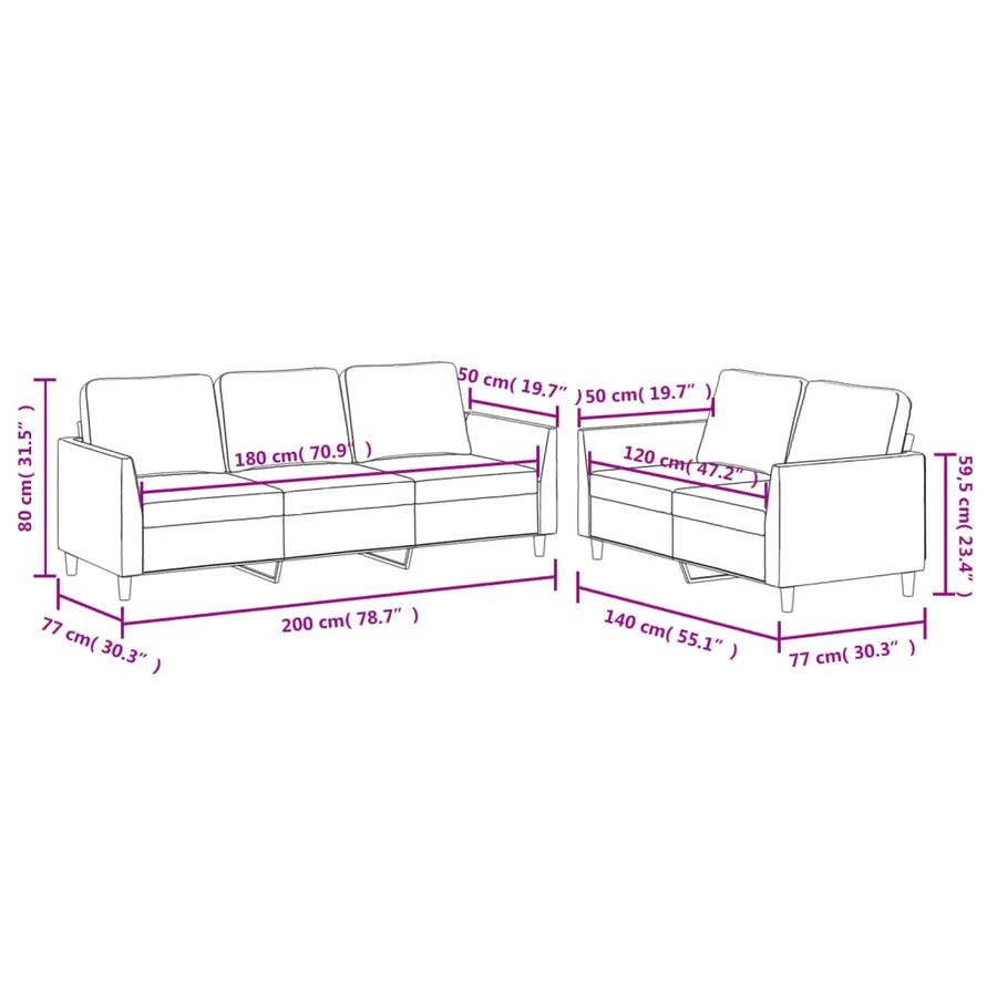 Ensemble de canapés 2 pcs avec coussins Cappuccino Similicuir - 7