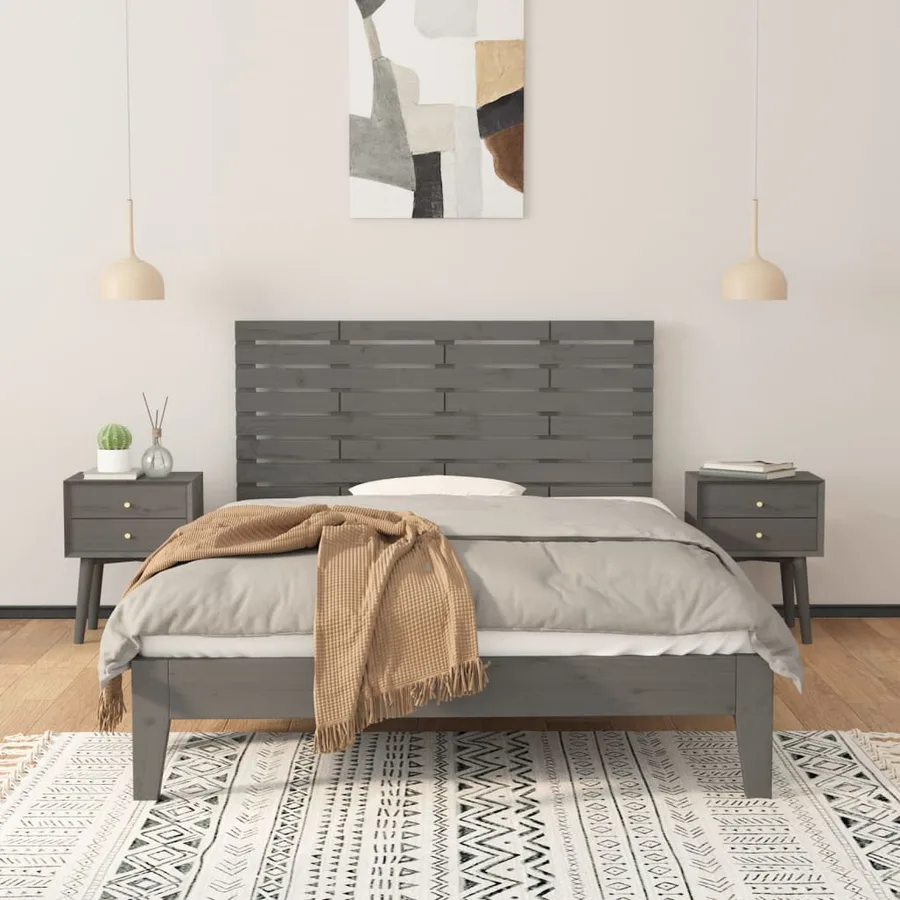 Tête de lit murale Gris 146x3x63 cm Bois massif de pin - 3
