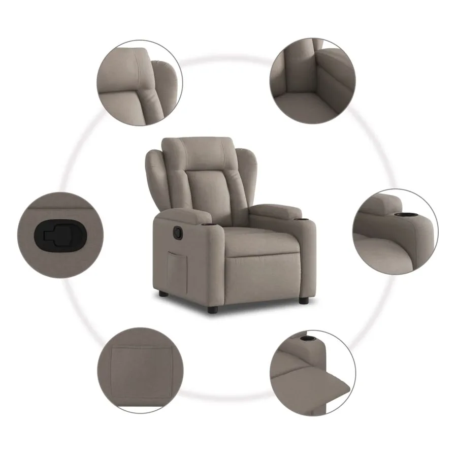 Fauteuil inclinable Taupe Tissu - 5