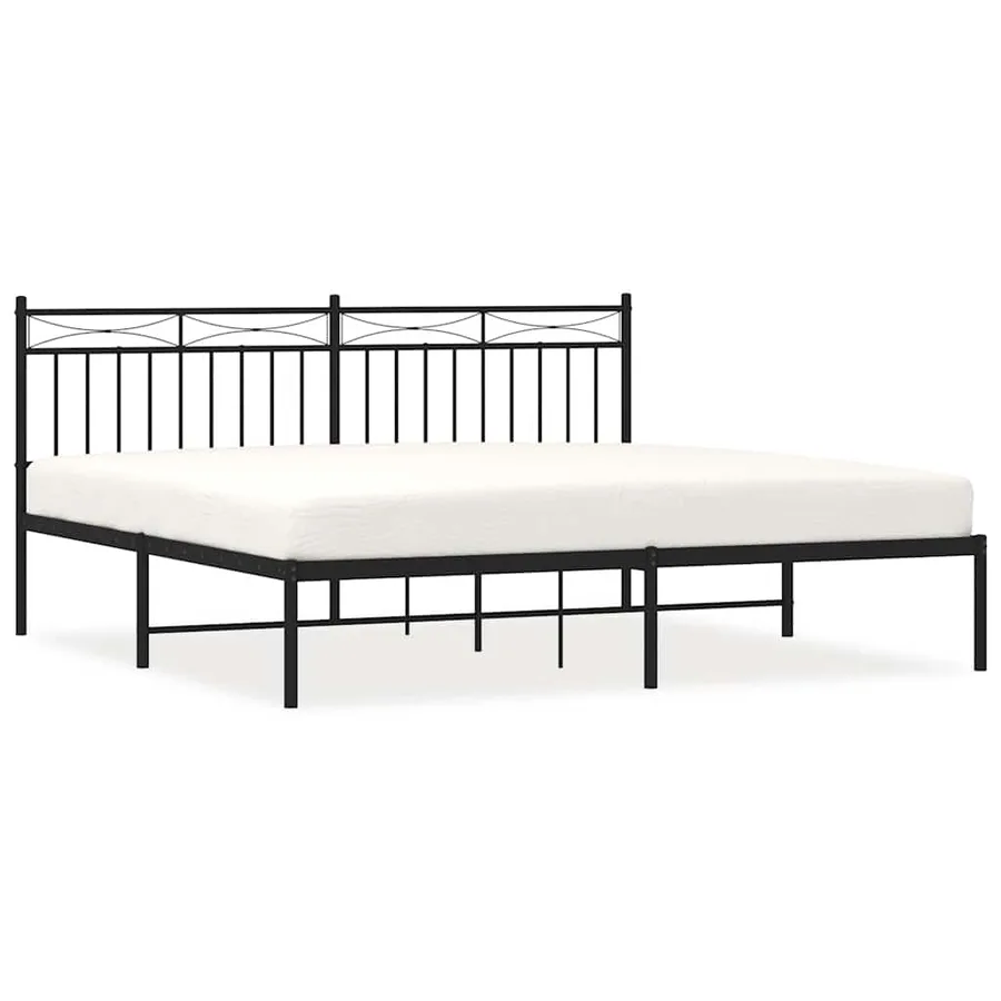 Cadre de lit métal sans matelas avec tête de lit noir 183x213cm - 2