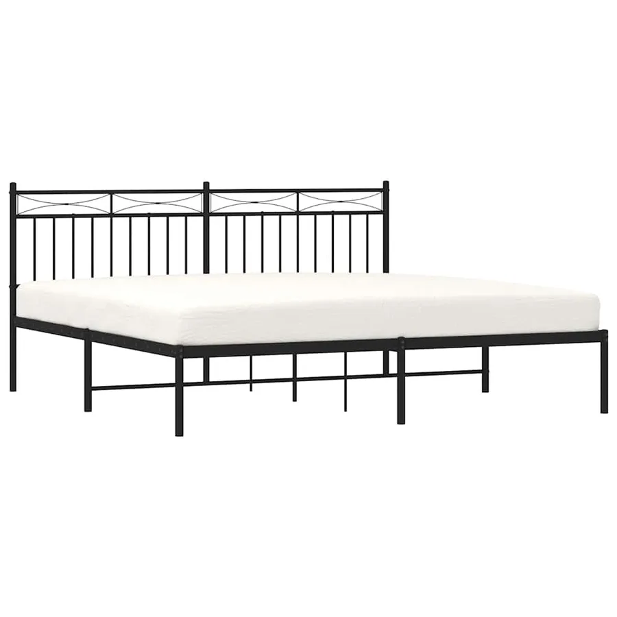 Cadre de lit métal sans matelas avec tête de lit noir 183x213cm - 4