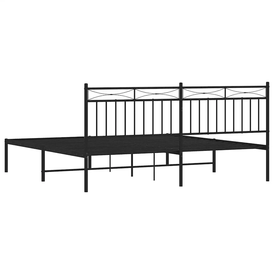 Cadre de lit métal sans matelas avec tête de lit noir 183x213cm - 8
