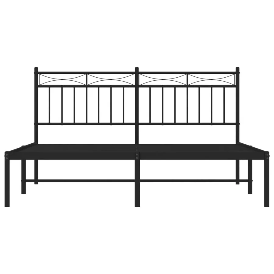 Cadre de lit métal sans matelas et tête de lit noir 160x200 cm - 5