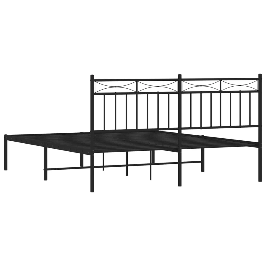 Cadre de lit métal sans matelas et tête de lit noir 160x200 cm - 7
