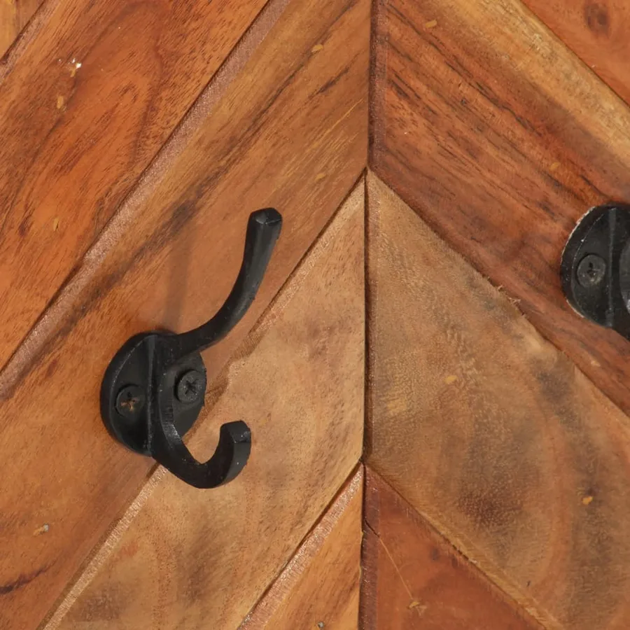 Porte-manteau mural 90x1x35 cm bois massif d'acacia et fer - 4
